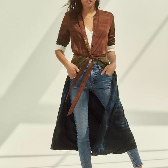 Anthropologie Cloth & Stone Perla Tie-Dye Maxi Shirtdress Size M NEW With TAGS - Picture 6 of 12